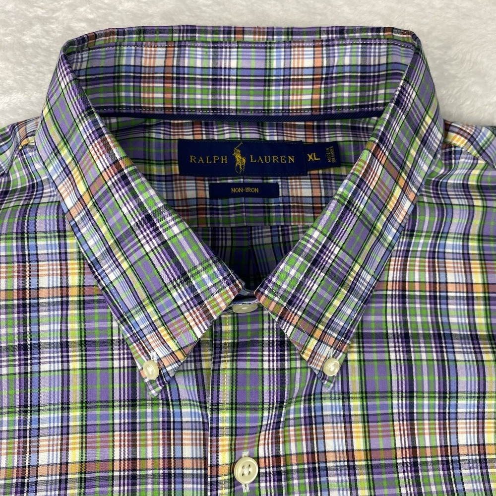 Ralph Lauren Shirt Mens XL Multicolor Plaid No Iron Long Sleeves - Picture 3 of 9